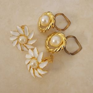 Vintage scarf clips and clip-on earrings